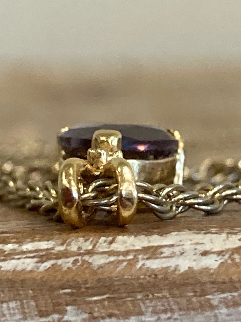 Korea Teardrop Purple Pendant Necklace with Gold Tone Chain 20” Long - Picture 12 of 16